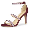 thumbnail image 1 of BLISSFUL STEP Women's Rhinestone Ankle Strap Heel Sandals, 1 of 6