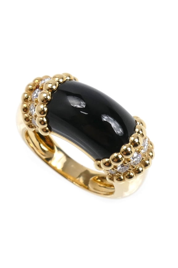 Pre-Owned Van Cleef & Arpels 18K Yellow Gold Perlee Couleur Ring (VCARP7SH50) with Diamonds and...