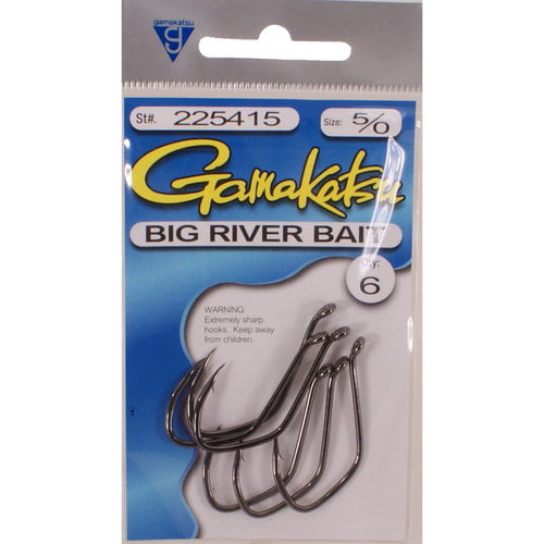 Gamakatsu 225415 Big River Bait Hook Size 5/0 NS Black per 6 for sale online 