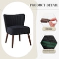 thumbnail image 4 of Silla de salón moderna sin brazos, tapizada en terciopelo negro, estilo mid-century, patas ajustables de madera, resistente hasta 136 kg, perfecta para dormitorio, cocina y oficina. Color: Negro., 4 of 7