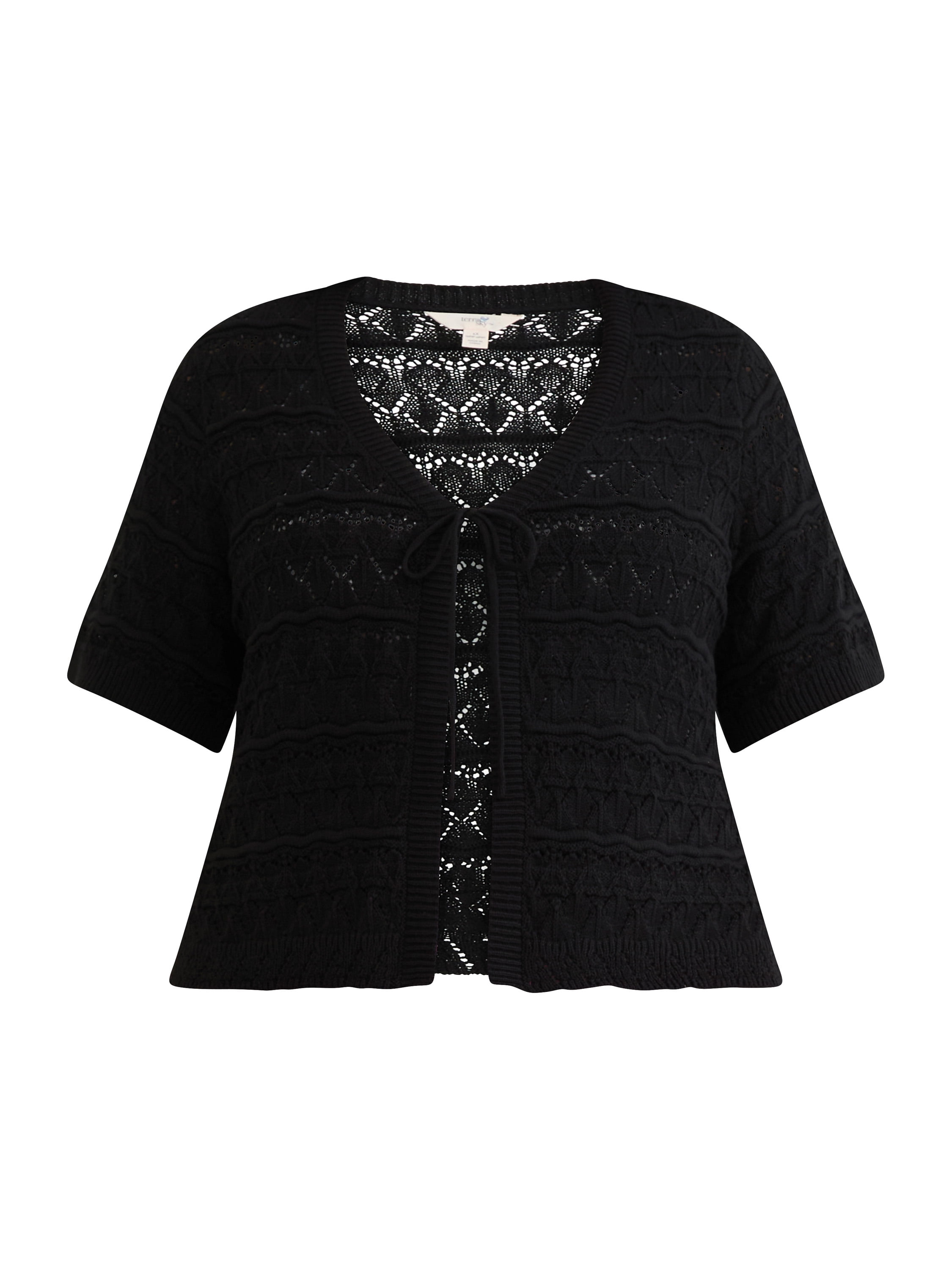 Terra & Sky Women's Plus Open Front Cardigan with Short Sleeves, Sizes 0X-5X