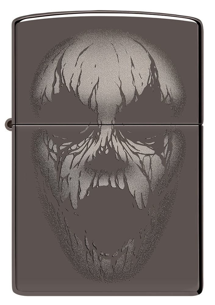 Zippo Screaming Monster Design Black Ice Pocket Lighter