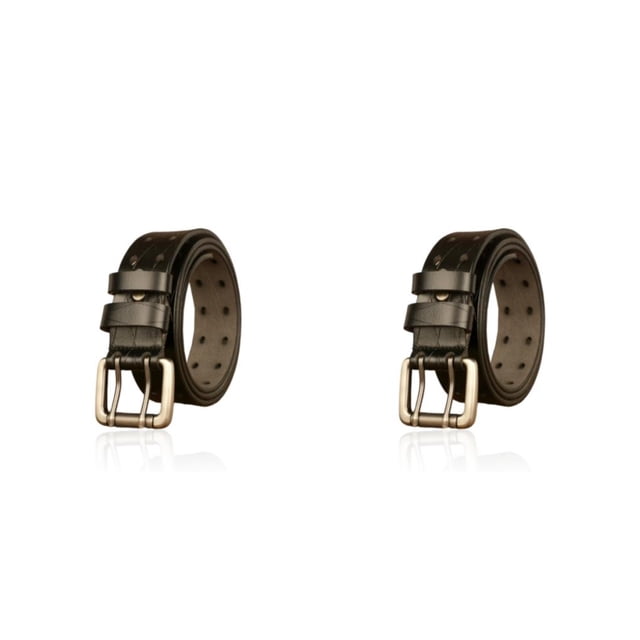 Advancent Cinturón de cuero para hombre, doble hebilla de 3,8 cm, pretina ahuecada, informal, de lujo, Vintage, Universal, clásico, para Type5 NO5