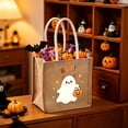 thumbnail image 4 of Cififendec Halloween Spooky Jute Tote Bag, 7.8"×5.1", Reusable Gift Storage Handbag for Party Foyer Counter Entryway Shelf Fall Interior Embellishment, 4 of 5