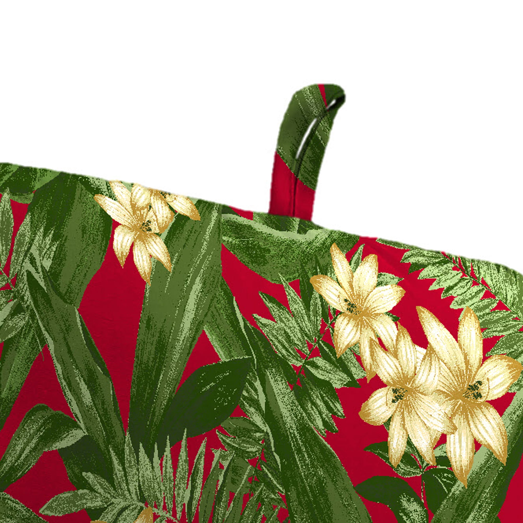 Jordan Manufacturing 45" x 22" Acadia Bordeaux Red Tropical Rectangular Outdoor Chair Cushion with Ties and Hanger Loop