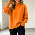 thumbnail image 5 of Xaqiouau Women's Turtleneck Sweater High Neck Long Sleeve Pullover Solid Color Thickened Knit Base Top Soft Warm Cozy Fall Winter Everyday Wear Orange M, 5 of 7