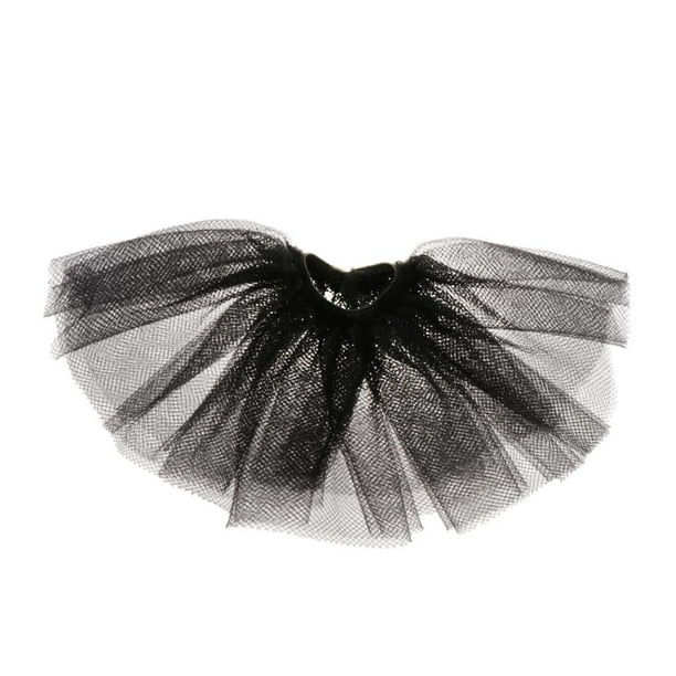 Falda de gasa de 2 capas para muñeca niña, vestido de ballet, ropa informal, 6 accesorios para muñecas Negro
