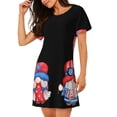 thumbnail image 2 of Daiia Happy Independence Day Gnome Print Women's Nightshirt Soft Nightgowns for Women Short Sleeve dress Short-sleeved Sleepwear, 2 of 6