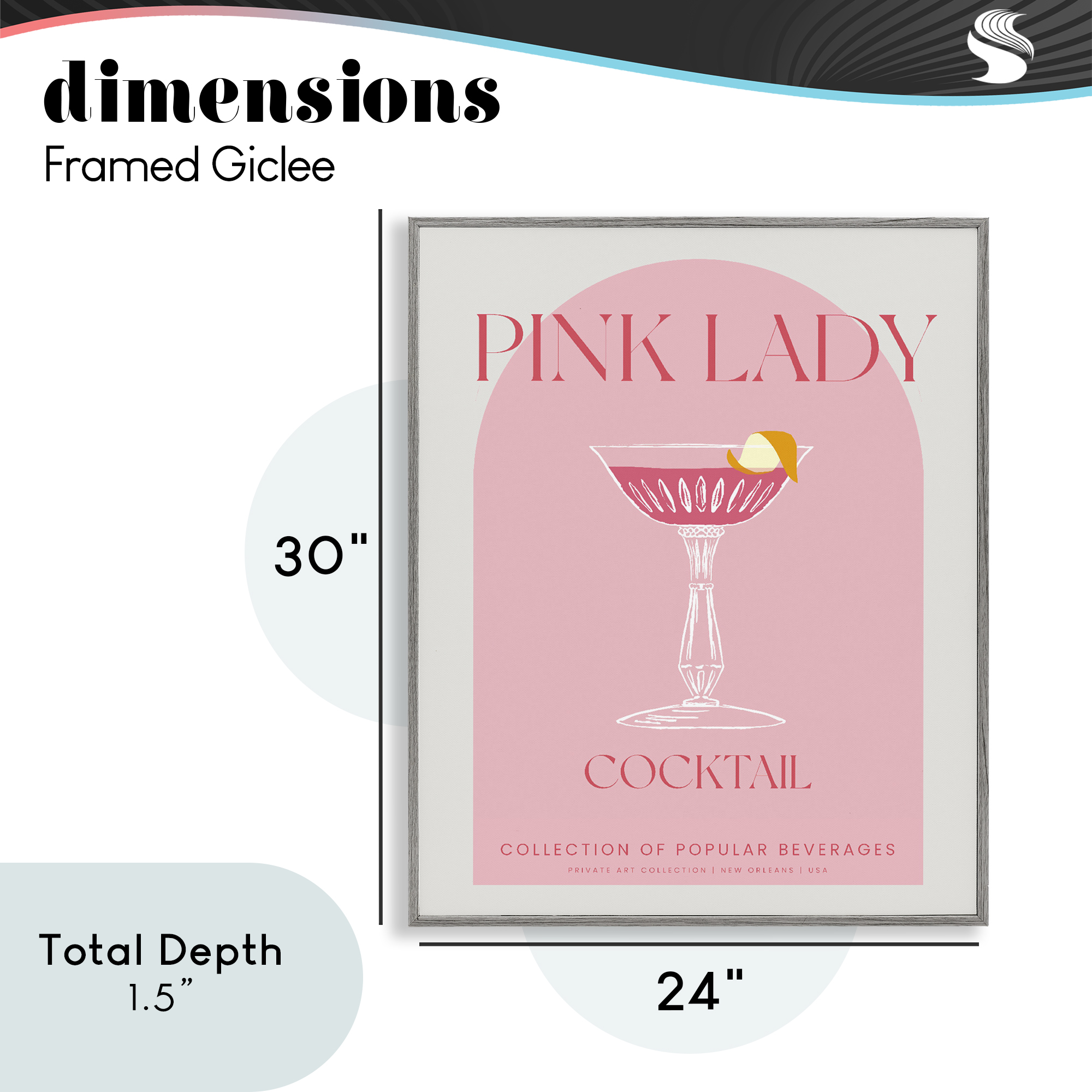 Stylish Retro Pink Lady Gray Framed Giclee Art, design by Lil' Rue