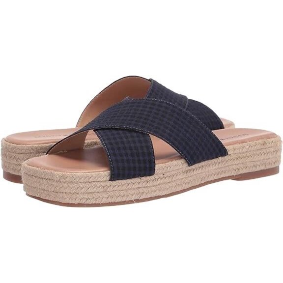 Lucky Brand Gayte Slides Women's US 6 Peacoat Espadrille Platform Sandal KHD539