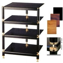 VTI Manufacturing BL304GB 3 Gold Capspike Black Poles 4 Black Shelves AV Stand