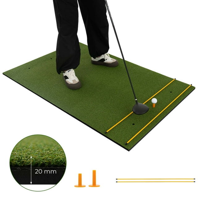 Costway Tapete de golf de 1,5 x 0,9 m, césped artificial para entrenamiento de golf, 20 mm