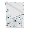 thumbnail image 2 of Poodle Soft Flannel Fleece Throw Blanket, Crowns Hand Drawn Scribble Fluffy Dog Species, Cozy Plush for Indoor and Outdoor Use, 70" x 90", Pale Blue White, by Ambesonne, 2 of 5