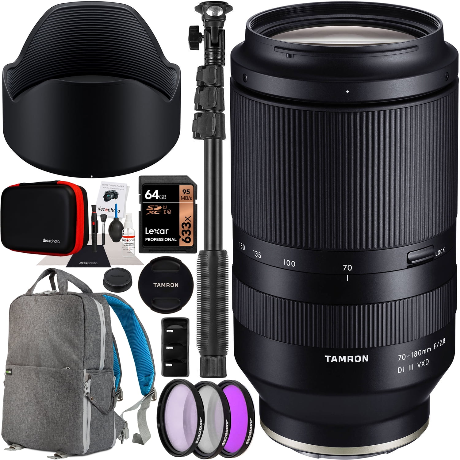 Tamron 28-75mm F/2.8 Di III VXD G2 Lens for Sony E-Mount Full Frame  Mirrorless Cameras Model A063 Bundle with Deco Gear Photography Backpack +  UV Polarizer FLD Filter Kit + 64GB Card