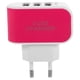 thumbnail image 1 of Cargador universal de pared con 3 puertos USB y LED, con enchufe europeo (rosa y rojo), 1 of 8