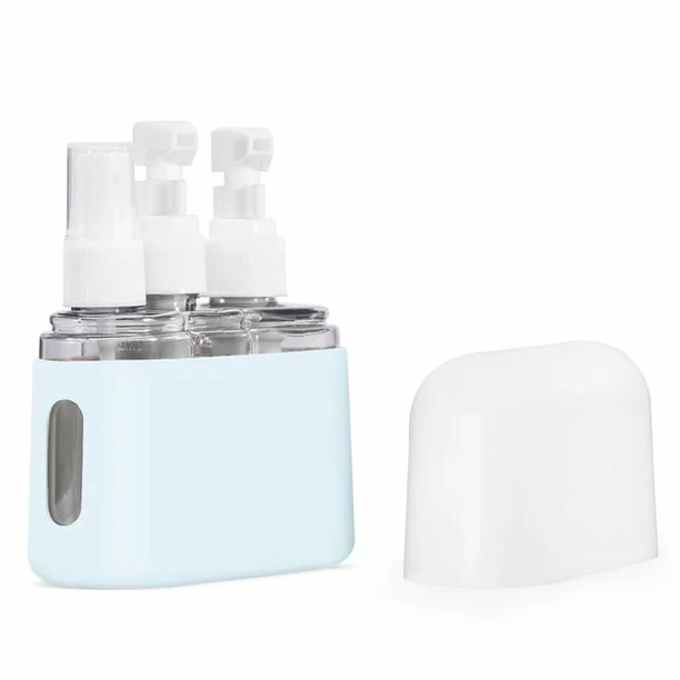 Botella de spray de plástico transparente de tamaño de viaje para champú y acondicionador, juego portátil, mini dispensador de champú, juego de botellas de viaje portátiles, botella de viaje