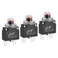 thumbnail image 1 of Unique Bargains Circuit Overload Protector 12A AC125/250V DC32V Push Button Thermal Circuit Breaker with Waterproof Caps 3pcs, 1 of 5