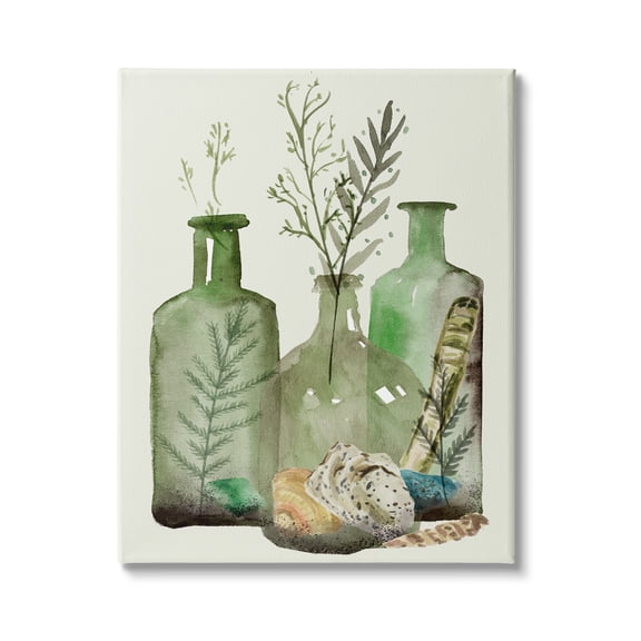 Stupell Industries Fern Plants Nautical Seashells Green Jug Still Life, 30 x 40, Design by Melissa Wang 