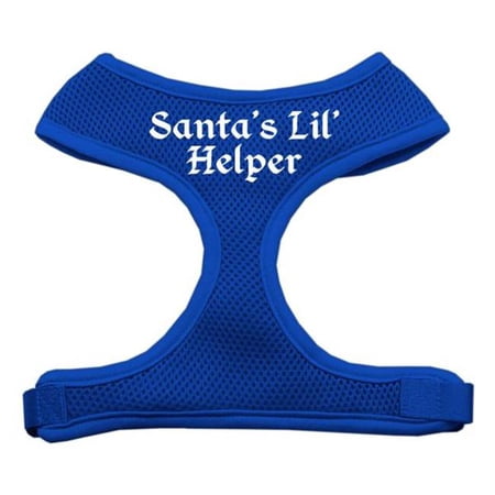 Mirage Pet Products Santas Lil Helper Screen Print Soft Mesh Harness Blue Large
