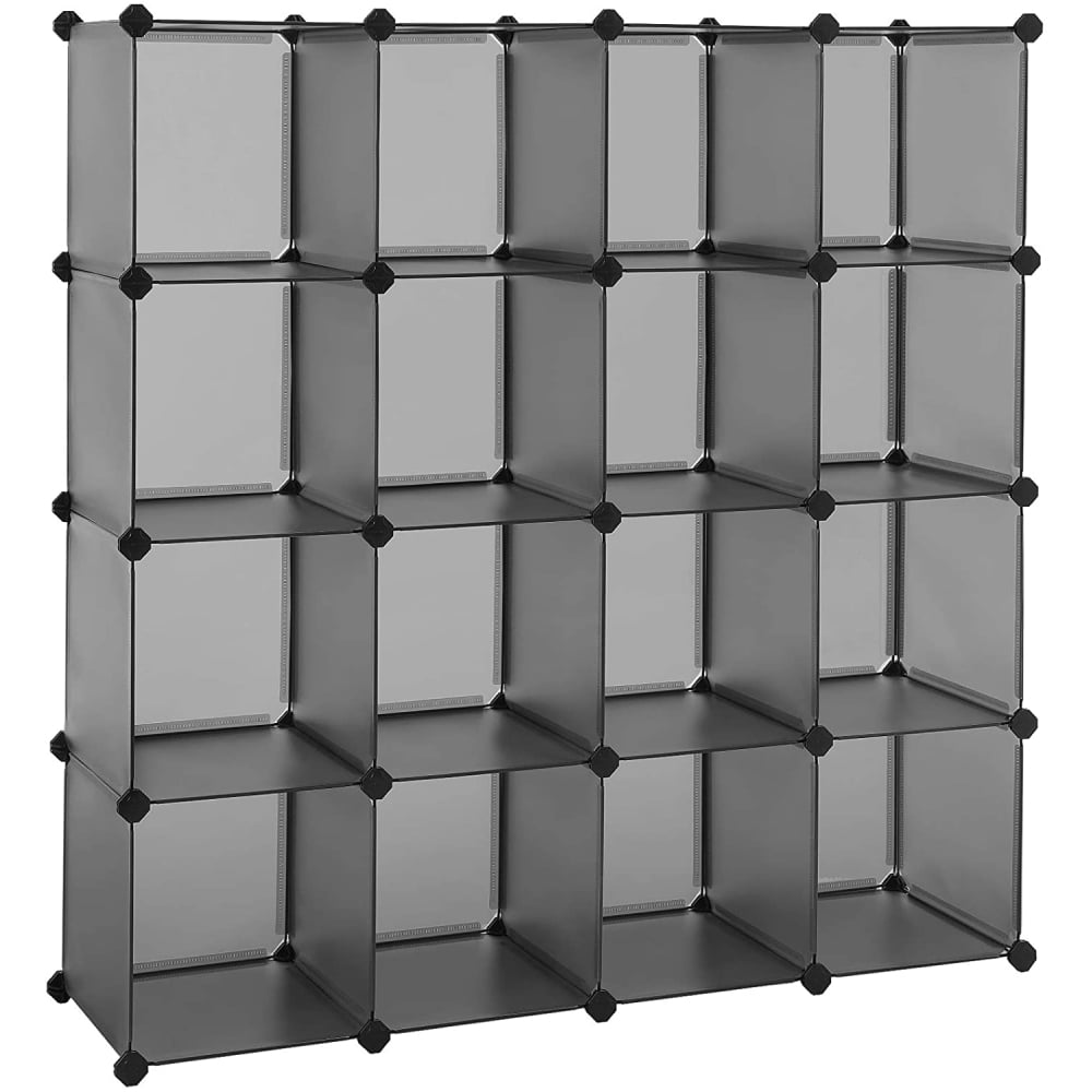 KING'S RACK Bin Rack Storage System Heavy Duty Steel Rack Organizer  Shelving Unit w/ 16 Plastic Bins in 6 tiers