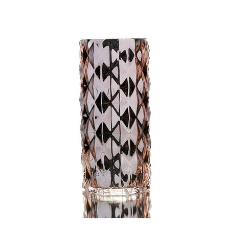 Diamond-Cut Mercury Glass Cylinder Vase – 4.5” D x 9.8” H