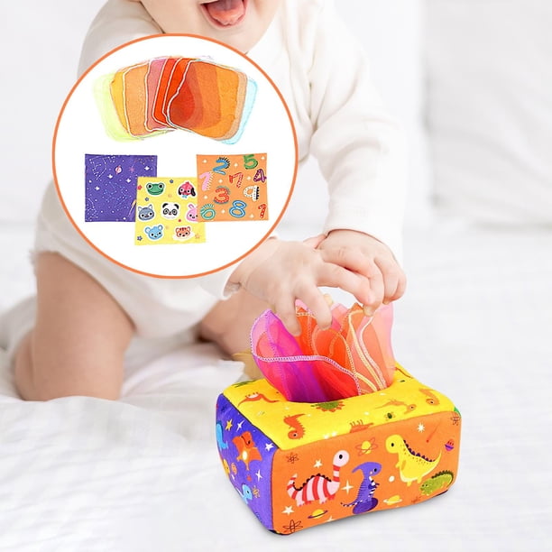 Caja de pañuelos para bebés Macarena juguetes de aprendizaje para bebés tempranos Dinosaurio juguetes sensoriales