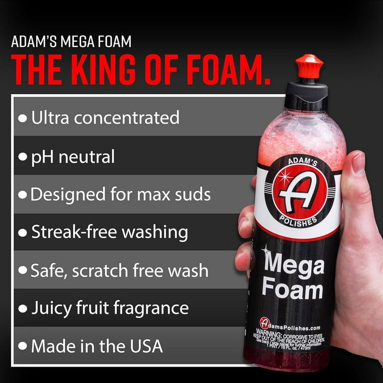  Adam's Mega Foam Gallon - pH Best Car Wash Soap For Foam Cannon,  Pressure Washer or Foam Gun, Concentrated Car Detailing & Cleaning Detergent  Soap
