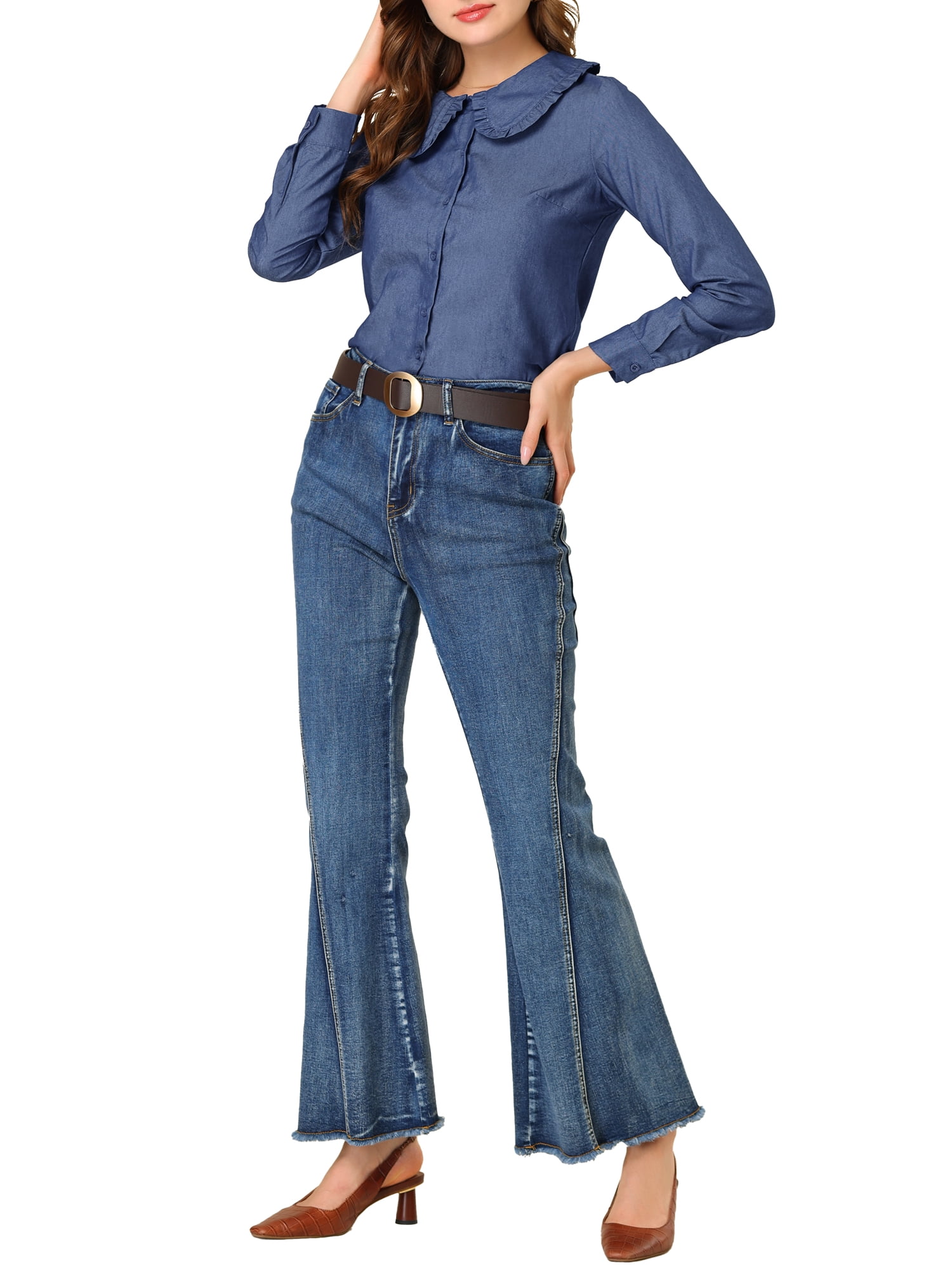 denim shirt peter pan collar