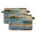 thumbnail image 3 of Fabric Storage Bins,Cube Organizer with Handles,14.2 x 10.2 x 8.3 inch,Outdoor Beach View, 3 of 8