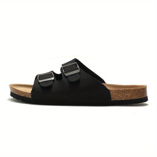Sandalias planas con correa de hebilla para mujer, cómodas sandalias de color sólido con punta abierta, zapatos de playa de verano para mujer