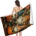 thumbnail image 2 of PHYHOO Happy Gnomes with Pumpkins Beach Towels Microfiber Absorbent Quick Dry Sand Free Quick Dry Travel Towels Welcome Halloween Thanksgiving Bath Shower Towel Pool Travel Swimming 30x60in, 2 of 8
