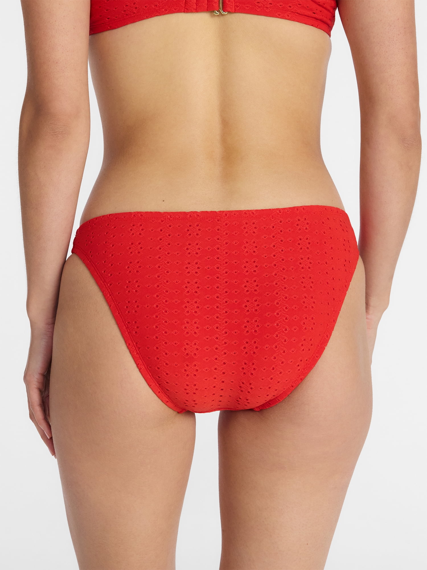 Time and Tru Women's and Women's Plus Low Rise Cheeky Eyelet Bikini Bottoms, Sizes XS-3X