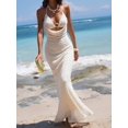 thumbnail image 6 of White Knitted Spaghetti Strap Mermaid Maxi Dress With Gold-Tone Cutout, 6 of 8