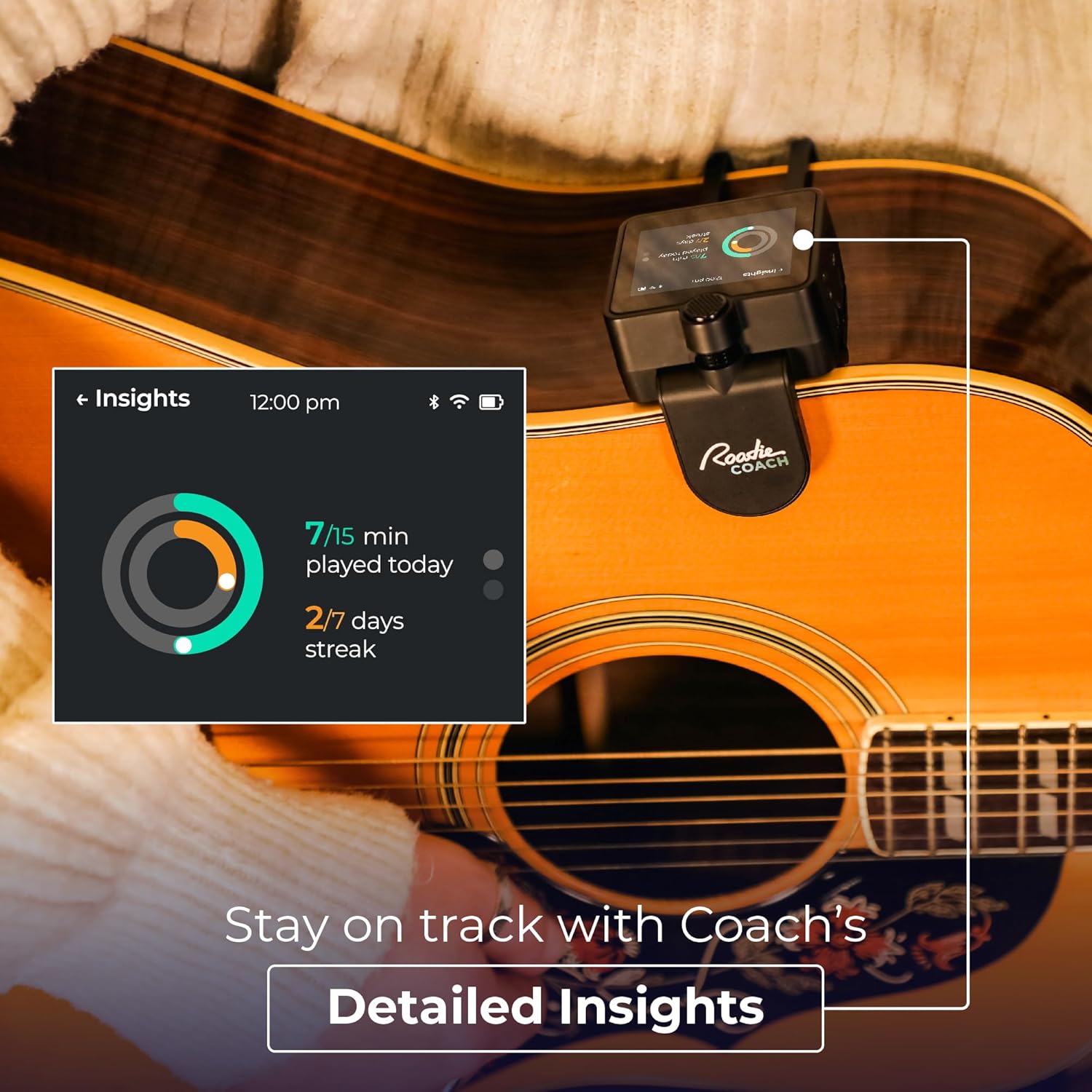 Roadie Tuner Coach Voice and Instrument Recorder with Dual Microphones | Multi-Tool Tuner and MIDI Controller| For All Types of Guitars and Ukuleles
