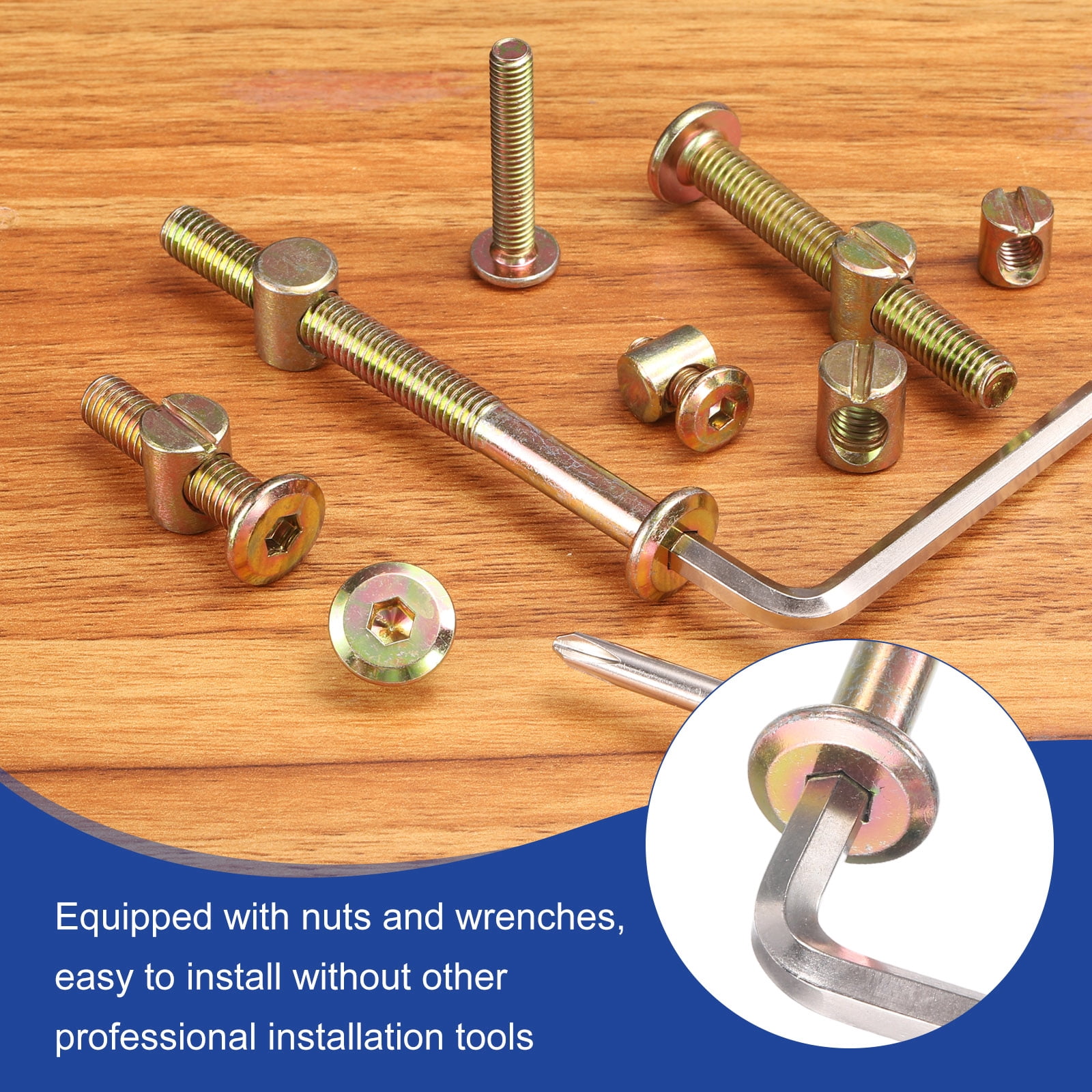 10 Pack M8x70mm Hex Socket Head Screws Bolt with Barrel Nuts & M5 Wrench