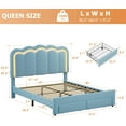 thumbnail image 3 of LAFGUR Queen Size Upholstered LED Bed Frame with 2 Storage Drawer and Adjustable Wavy Headboard,Velvet Prince Platform Bed with Charing Station,Blue, 3 of 9