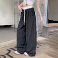thumbnail image 6 of RongHuan Womens Wide Leg Track Pants High Elastic Waist Baggy Casual Drawstring Sweatpants with Pockets Streetwear, 6 of 7