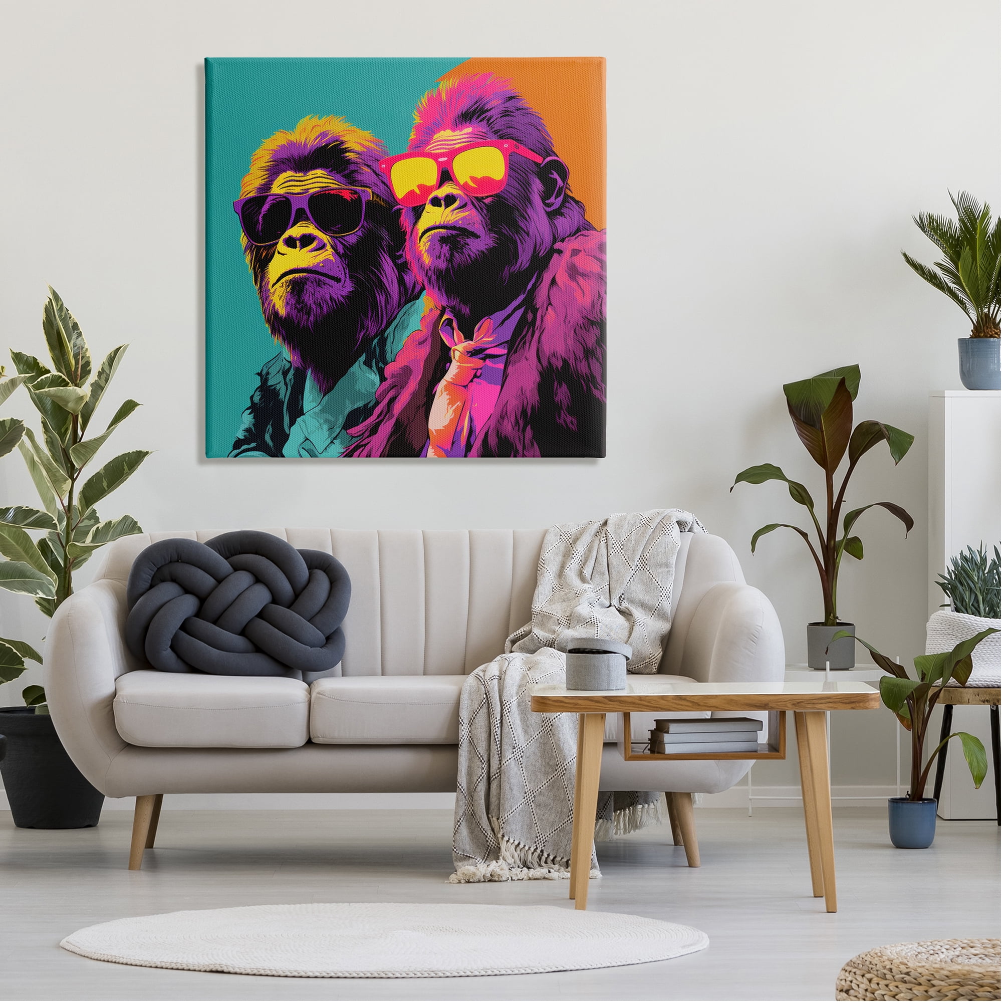 Stupell Industries Pop Style Gorilla Duo Animals & Insects Painting Gallery Wrapped Canvas Art Print Wall Art, 36 x 36