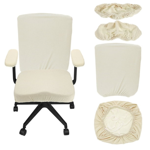 Fundas para Sillas de Oficina, Funda de Silla de Computadora Estirable de 38-48cm, Blanco Crema