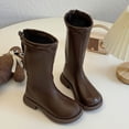 thumbnail image 2 of XXWXYD Baby Boot Fashion Autumn Winter Children Boots Boys Girls Ankle Boots Thick Soles Non Slip Classic Casual Solid Color Simple British Style(5.5-6 Years,Brown), 2 of 9