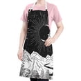 thumbnail image 5 of Black Gothic Moon Mountain Pattern Apron-Garden Aprons for Women with Pockets-Cotton Linen Waterproof Kitchen Cooking Gardening Aprons Adjustable for Kitchen,Cooking,BBQ and Salon 33x27 Inch, 5 of 7
