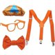 thumbnail image 1 of Orange Blue Children's Beret Hats Belt Glasses Tiebow Engineer Birthday Set For Girl Boy Enlightenment Children Party Accessorie, 1 of 5