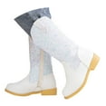 thumbnail image 3 of Wxirdiow Girls Cowgirl Boots Girls Cowgirl Boots Western Cowboy Boots For Toddler To Big Kids Square Toe Mid Calf Side Zipper Horse Riding Birthday White Size,3, 3 of 9
