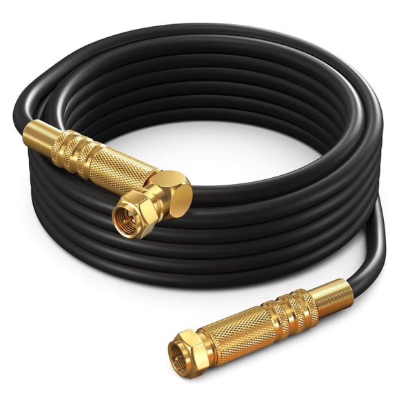 Maximm 15 ft RG6 Quad Shielded 90 Degree Right Angle Coaxial Video Cable