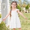thumbnail image 3 of Vestido Dalukit para niñas pequeñas, sin mangas, con volantes, blanco, verano, 3 of 6