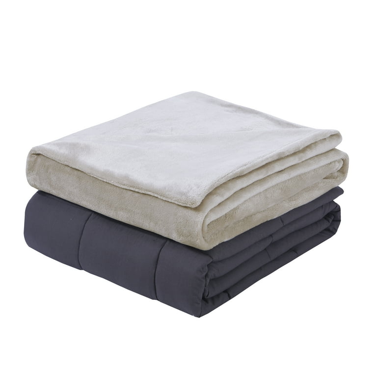 DreamLab Plush 48x72 15lb Weighted Blanket with Washable Cover Taupe Walmart