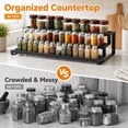 thumbnail image 4 of 3-Tier Spice Rack Organizer for Kitchen Cabinet or Pantry, 16"-29.5" Expandable Metal Spice Shelf, Seasoning Organizer with Guardrails for Jars, Bottles, Cans, Black, 4 of 7