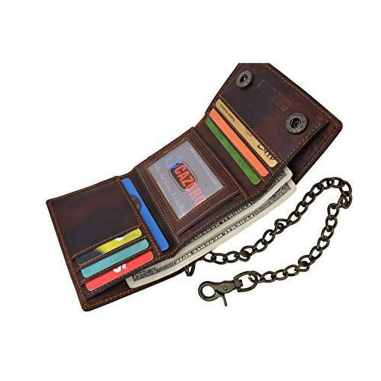 CAZORO RFID Blocking Men's Tri-fold Long Vintage Leather CAZORO RFID Blocking Men's Tri-fold Long Vintage Leather
