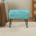 thumbnail image 4 of Home Soft Things Textured Velvet Ottoman Stool Chair, Upholstered Footrest with Black Metal Legs, North Sea, 19" x 13" x 17", 4 of 7