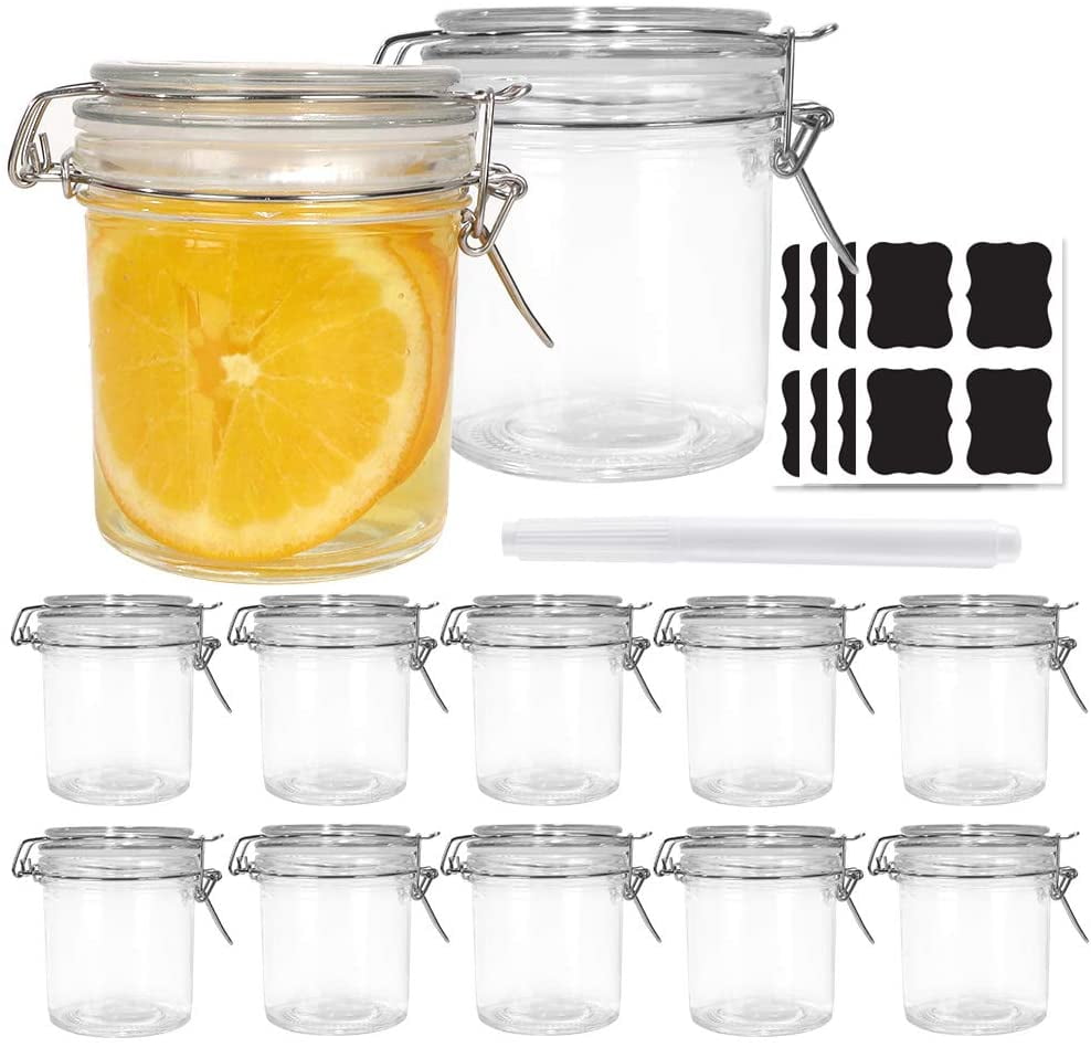 8 Oz Clear Glass Jars With Airtight Lids And Leak Proof Rubber Gasket